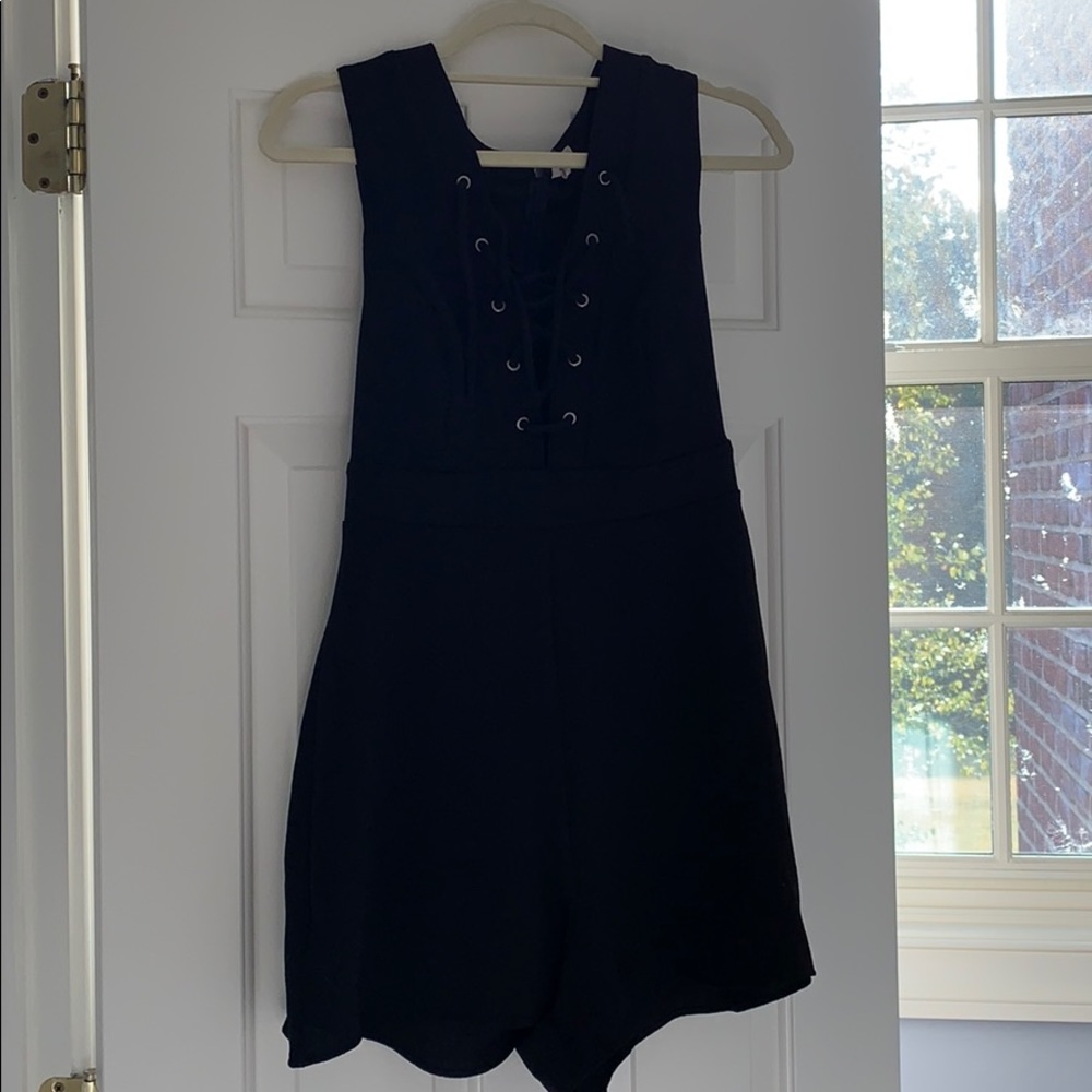 Black romper with lace up